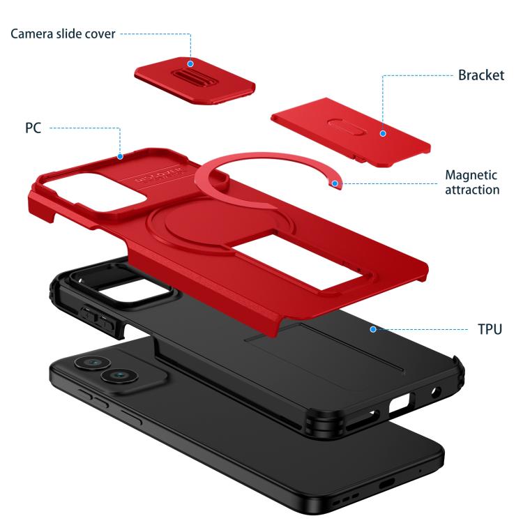 For Motorola Moto G Play 4G 2024 / G22 Sliding Camshield MagSafe Holder Phone Case