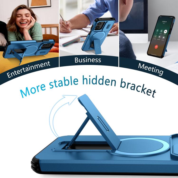 For Motorola Moto G Play 4G 2024 / G22 Sliding Camshield MagSafe Holder Phone Case