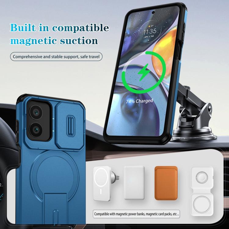 For Motorola Moto G Play 4G 2024 / G22 Sliding Camshield MagSafe Holder Phone Case