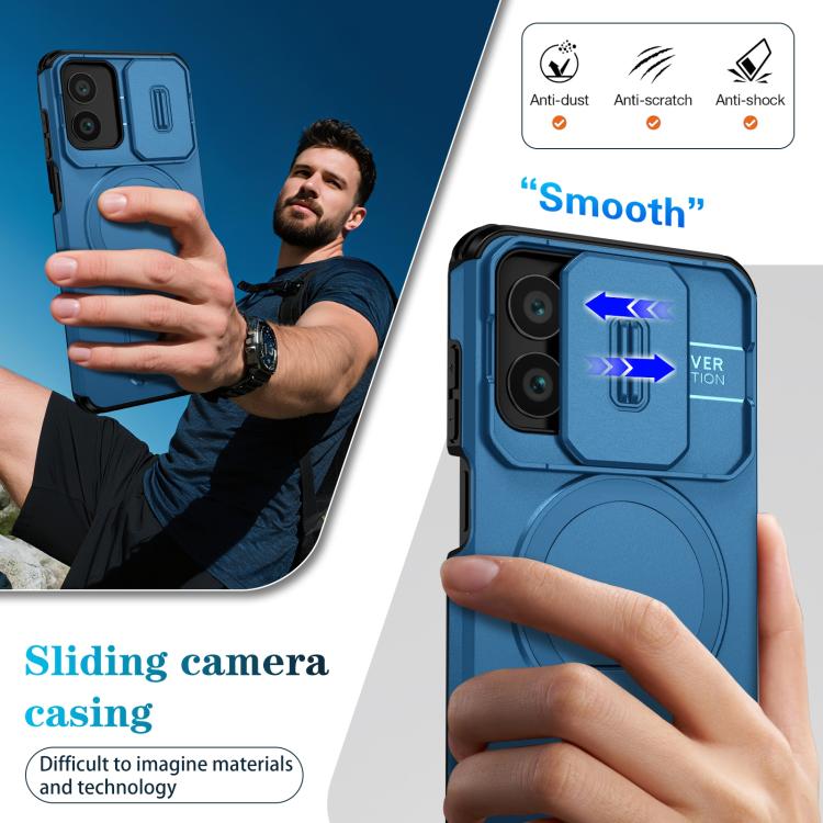 For Motorola Moto G Play 4G 2024 / G22 Sliding Camshield MagSafe Holder Phone Case