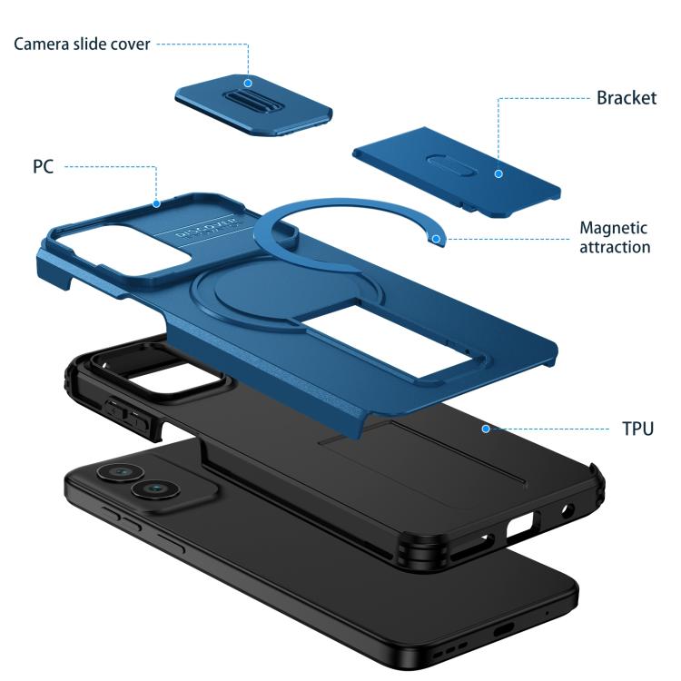 For Motorola Moto G Play 4G 2024 / G22 Sliding Camshield MagSafe Holder Phone Case