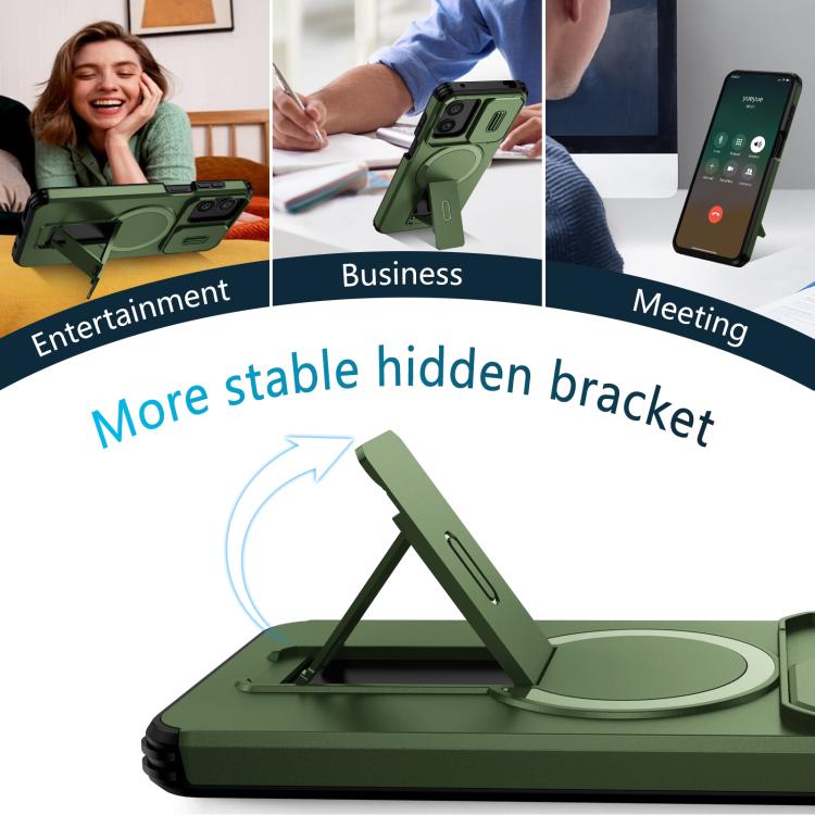 For Motorola Moto G Play 4G 2024 / G22 Sliding Camshield MagSafe Holder Phone Case
