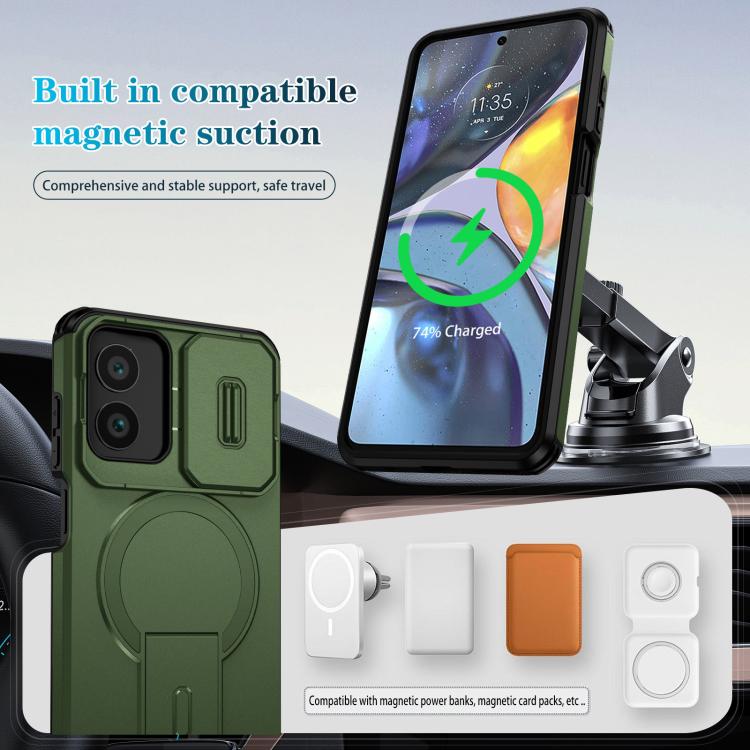 For Motorola Moto G Play 4G 2024 / G22 Sliding Camshield MagSafe Holder Phone Case