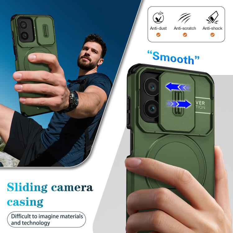 For Motorola Moto G Play 4G 2024 / G22 Sliding Camshield MagSafe Holder Phone Case