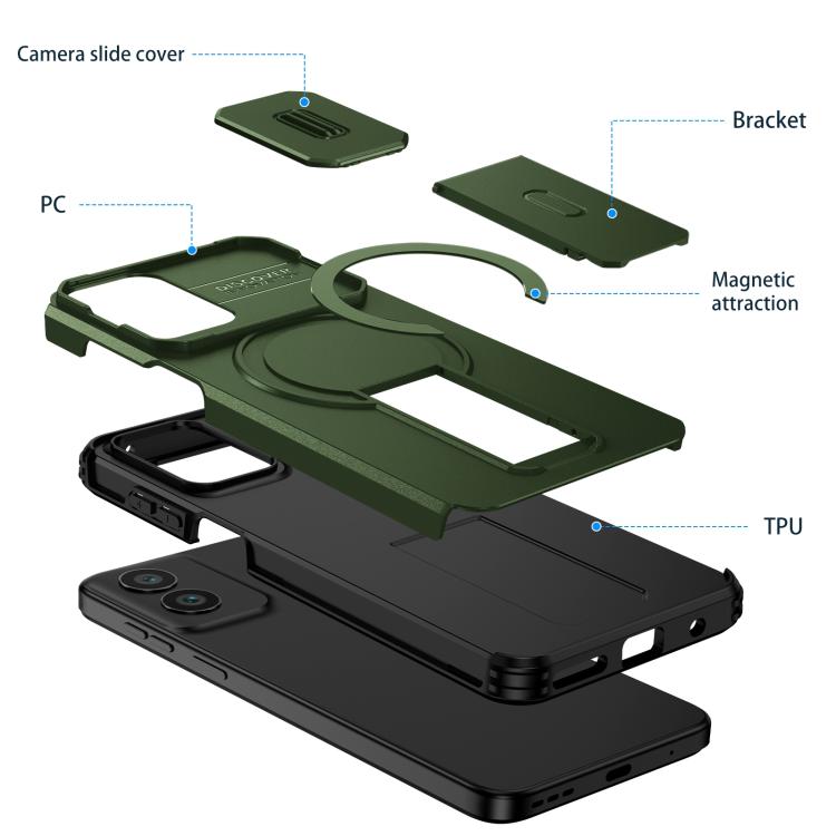 For Motorola Moto G Play 4G 2024 / G22 Sliding Camshield MagSafe Holder Phone Case