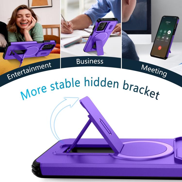 For Motorola Moto G Play 4G 2024 / G22 Sliding Camshield MagSafe Holder Phone Case