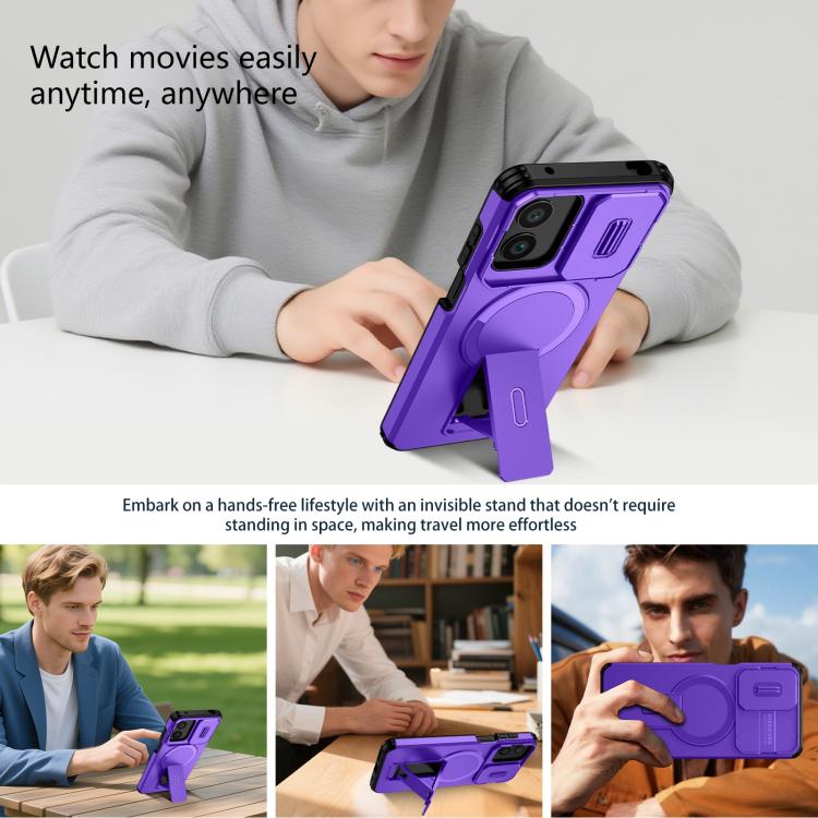 For Motorola Moto G Play 4G 2024 / G22 Sliding Camshield MagSafe Holder Phone Case