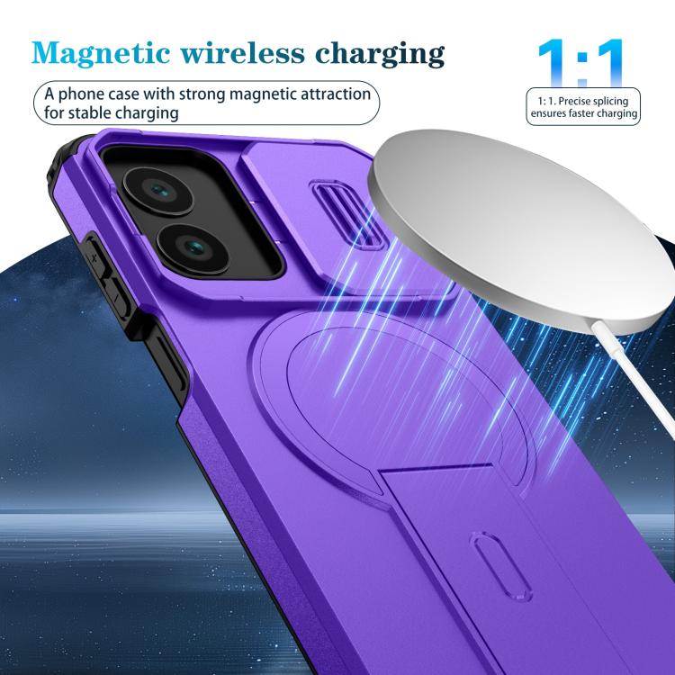 For Motorola Moto G Play 4G 2024 / G22 Sliding Camshield MagSafe Holder Phone Case