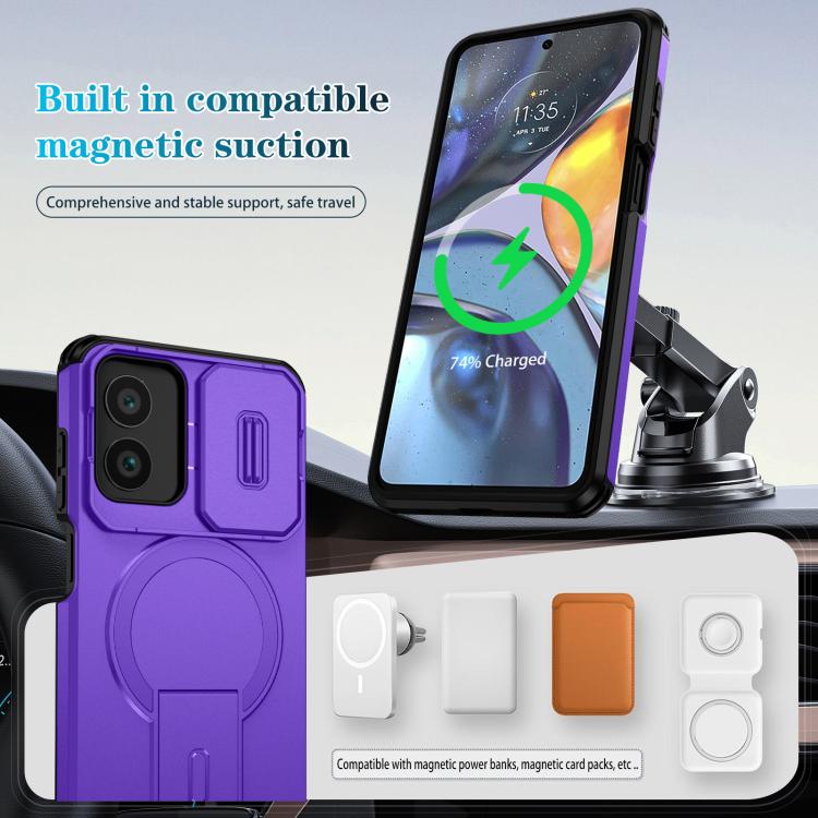 For Motorola Moto G Play 4G 2024 / G22 Sliding Camshield MagSafe Holder Phone Case