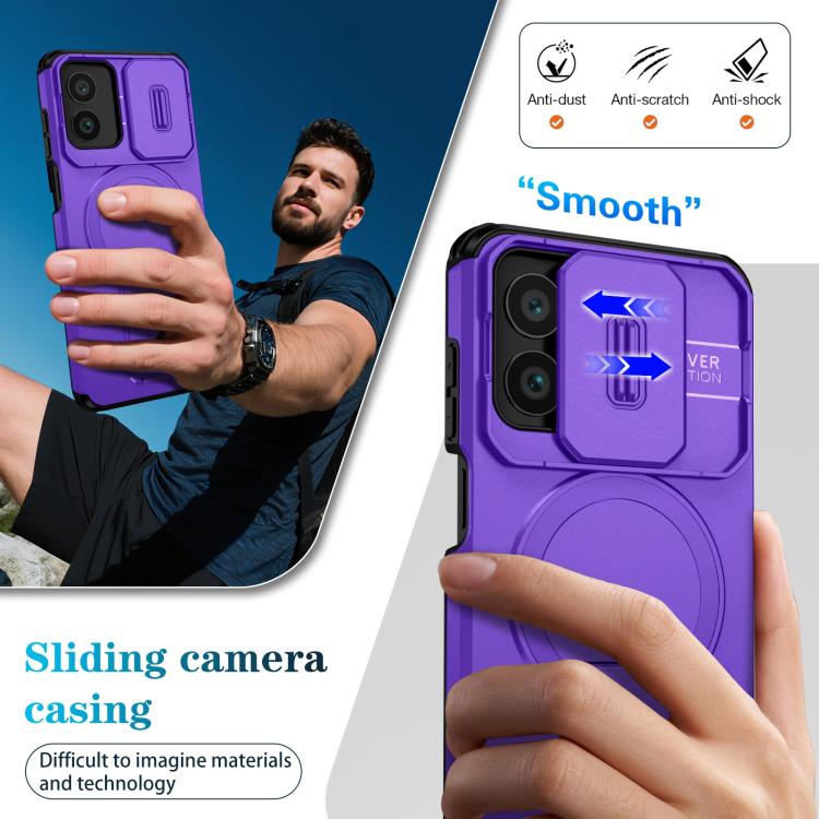 For Motorola Moto G Play 4G 2024 / G22 Sliding Camshield MagSafe Holder Phone Case