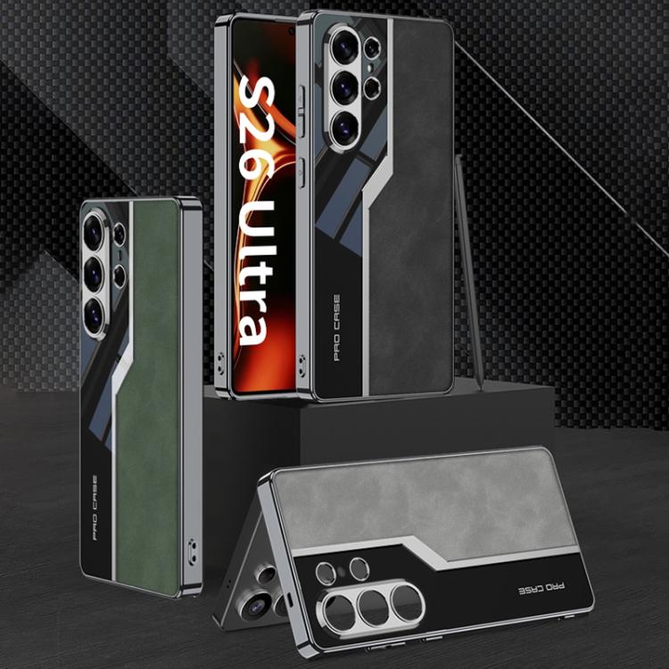 For Samsung Galaxy S26 Ultra 5G GKK Plating TPU + Leather Supercar Frosted Full Coverage Phone Case