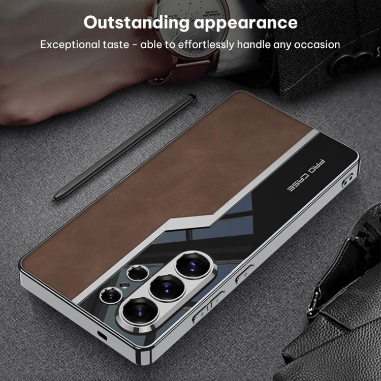 For Samsung Galaxy S26 Ultra 5G GKK Plating TPU + Leather Supercar Frosted Full Coverage Phone Case