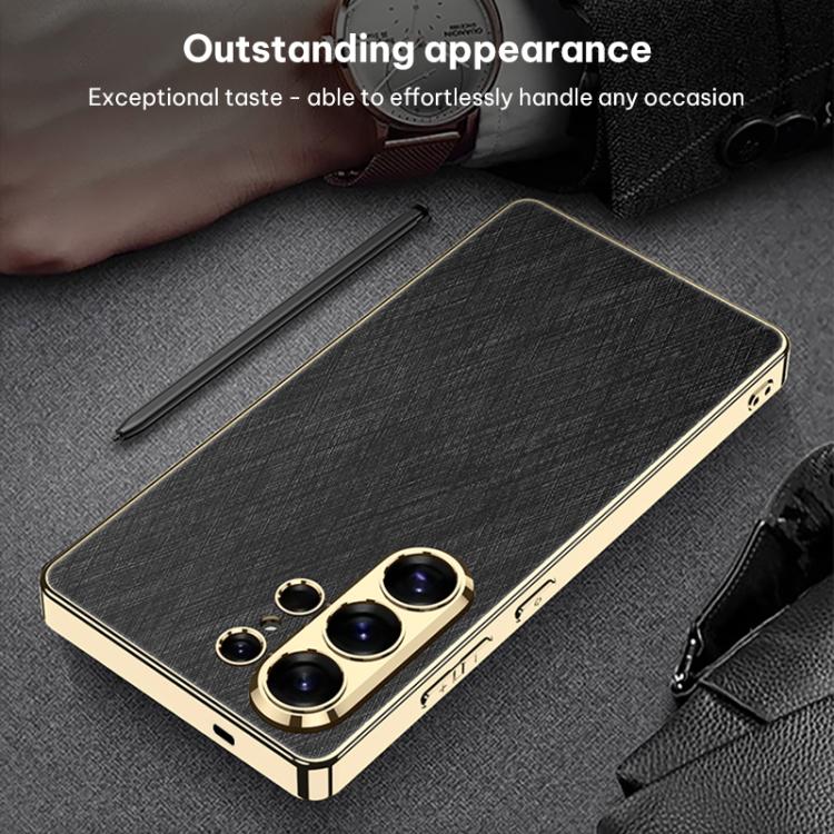 For Samsung Galaxy S26 Ultra 5G GKK Plating Leather Silver Brocade Phone Case