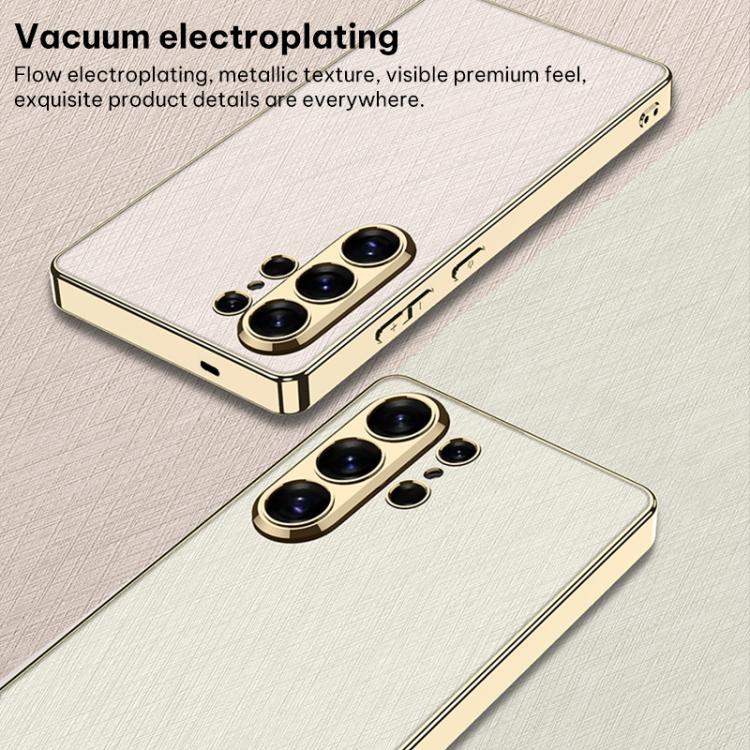 For Samsung Galaxy S26 Ultra 5G GKK Plating Leather Silver Brocade Phone Case