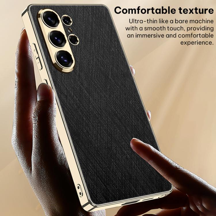 For Samsung Galaxy S26 Ultra 5G GKK Plating Leather Silver Brocade Phone Case