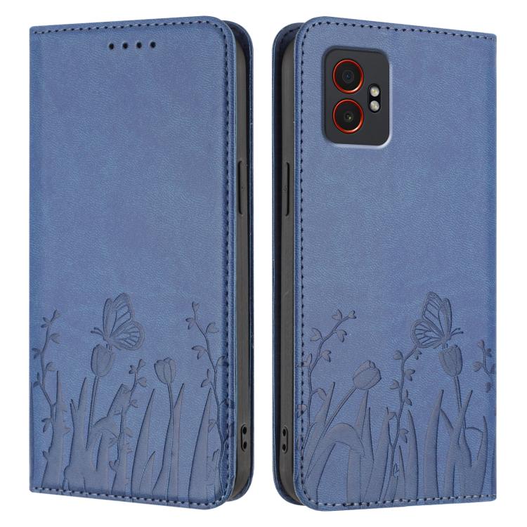 For Samsung Galaxy XCover7 Pro Tulips Butterfly Pattern Magnetic Vegan Leather Phone Case