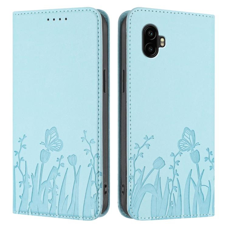 For Samsung Galaxy XCover6 Pro Tulips Butterfly Pattern Magnetic Vegan Leather Phone Case