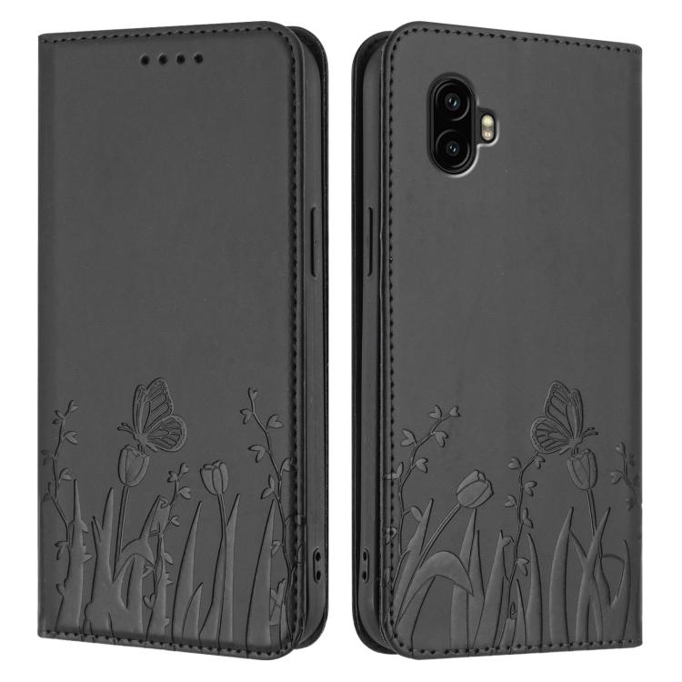 For Samsung Galaxy XCover6 Pro Tulips Butterfly Pattern Magnetic Vegan Leather Phone Case