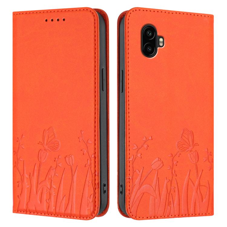 For Samsung Galaxy XCover6 Pro Tulips Butterfly Pattern Magnetic Vegan Leather Phone Case