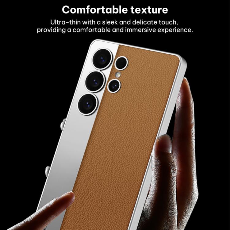 For Samsung Galaxy S25 Ultra 5G GKK Plating Leather Leading Style Matte Full Coverage Phone Case