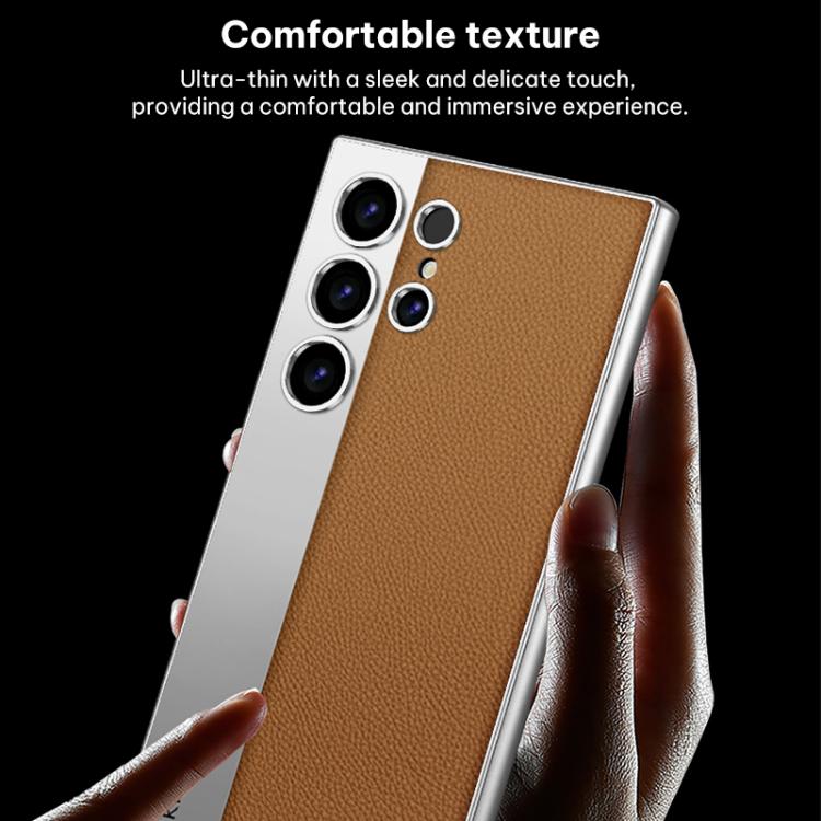 For Samsung Galaxy S24 Ultra 5G GKK Plating Leather Leading Style Matte Full Coverage Phone Case
