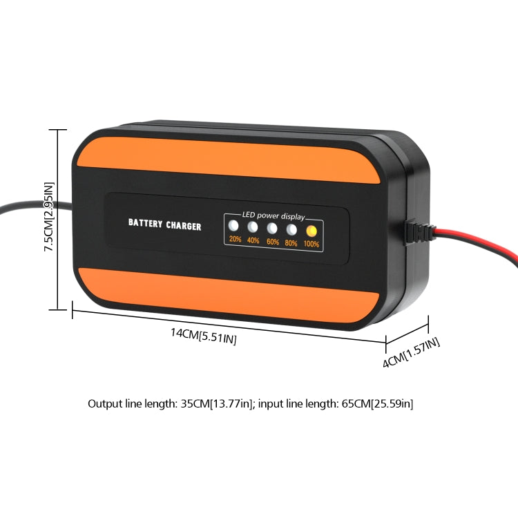 CS-1194A1 12V Motorcycle Car Portable Intelligent Digital Display Battery Charger, US Plug