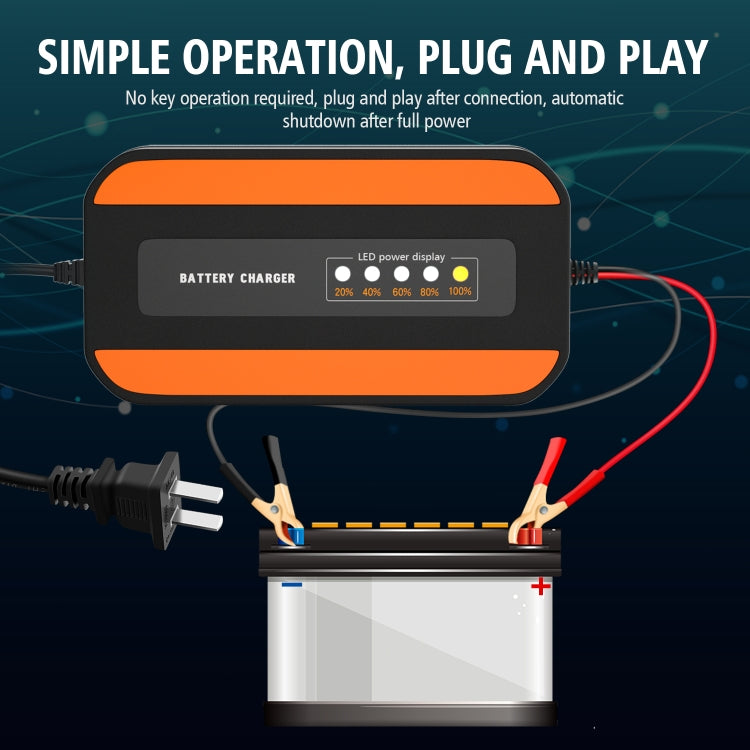 CS-1194A1 12V Motorcycle Car Portable Intelligent Digital Display Battery Charger, US Plug