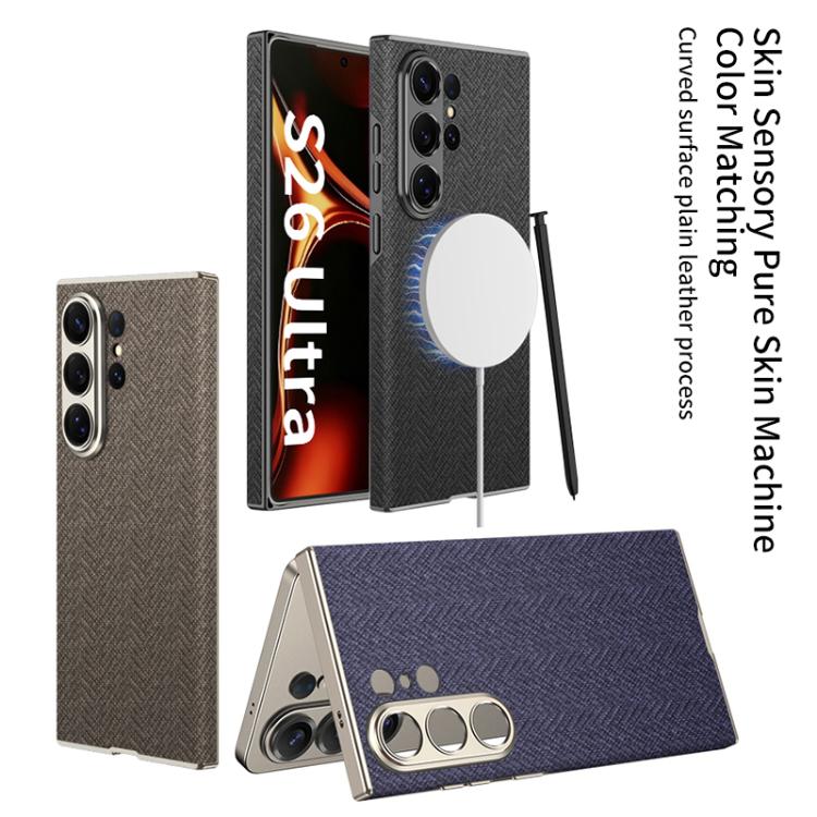 For Samsung Galaxy S26 Ultra 5G GKK Skin Feel Curved Leather Nylon Magnetic Phone Case
