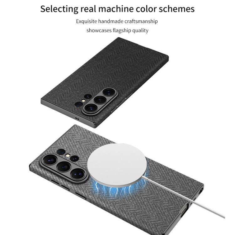For Samsung Galaxy S26 Ultra 5G GKK Skin Feel Curved Leather Nylon Magnetic Phone Case