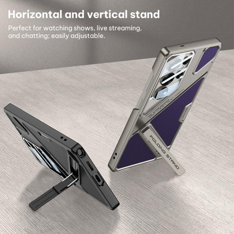 For Samsung Galaxy S26 Ultra 5G GKK Wide Vision Leather Mecha Phone Case with Holder