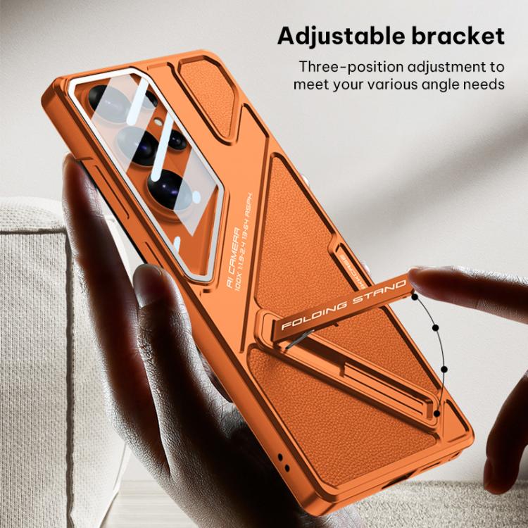 For Samsung Galaxy S26 Ultra 5G GKK Wide Vision Leather Mecha Phone Case with Holder