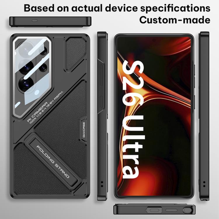 For Samsung Galaxy S26 Ultra 5G GKK Wide Vision Leather Mecha Phone Case with Holder