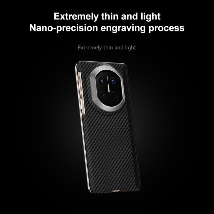 For Huawei Mate X7 600D Fine Grain Series Carbon Fiber MagSafe Phone Case - Black