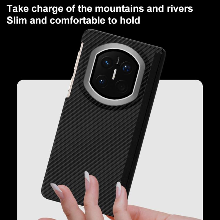 For Huawei Mate X7 600D Fine Grain Series Carbon Fiber MagSafe Phone Case - Black
