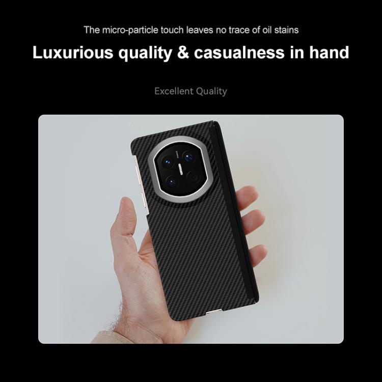 For Huawei Mate X7 600D Fine Grain Series Carbon Fiber MagSafe Phone Case - Black