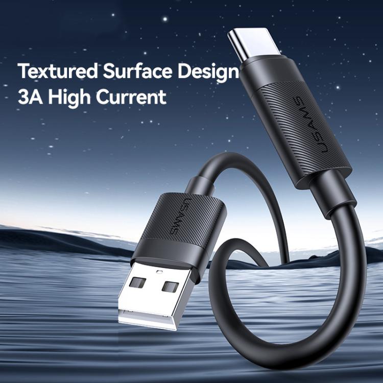 USAMS SJ777 U94 USB to Type-C 3A Fast Charging Data Cable, Length:1m - Black