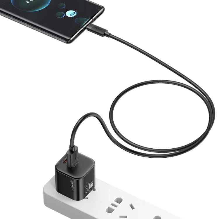 USAMS SJ777 U94 USB to Type-C 3A Fast Charging Data Cable, Length:1m - Black