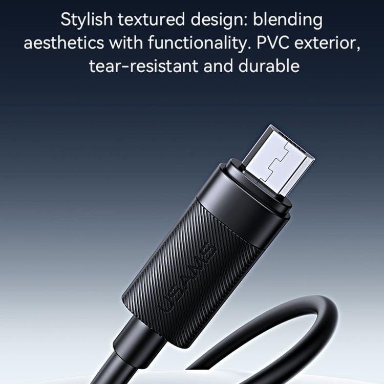 USAMS SJ779 U94 USB to Micro 2A Fast Charging Data Cable, Length:1m - Black