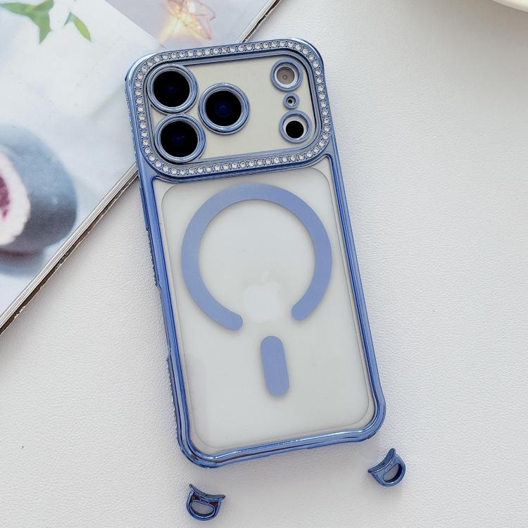 For iPhone 17 Pro Max Rhinestone Clear Acrylic Electroplated Magnetic Phone Case