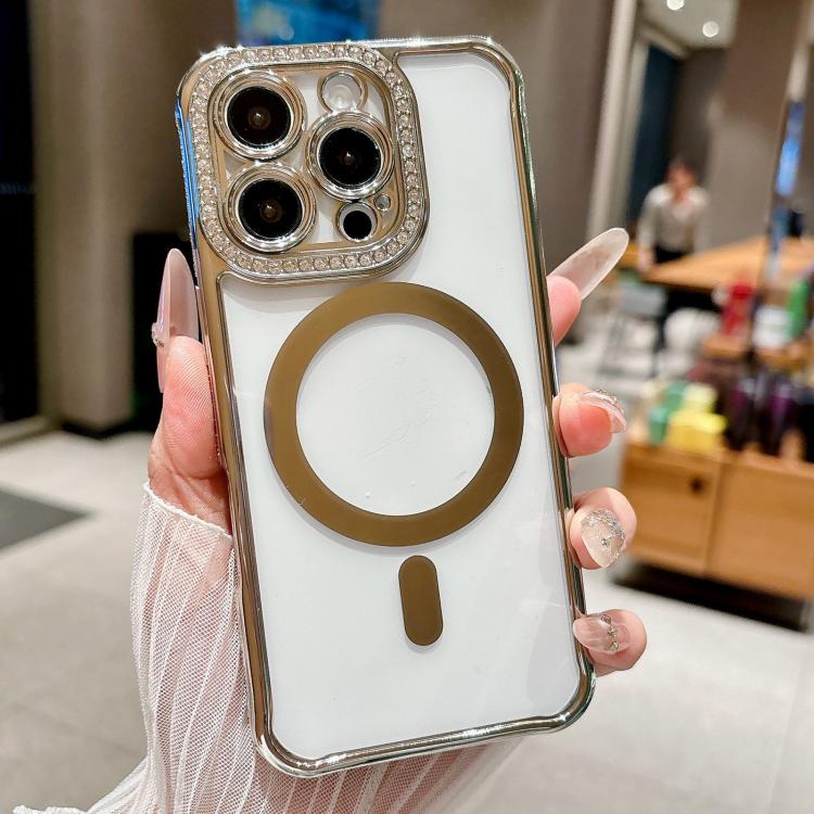 For iPhone Air Rhinestone Clear Acrylic Electroplated Magnetic Phone Case