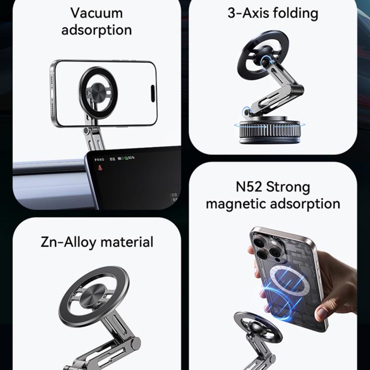 USAMS ZJ087 Vacuum Suction Magnetic Telescopic Phone Holder - Gray