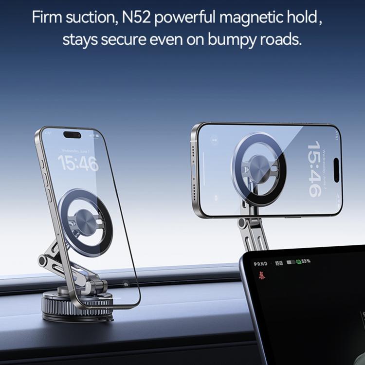 USAMS ZJ087 Vacuum Suction Magnetic Telescopic Phone Holder - Gray