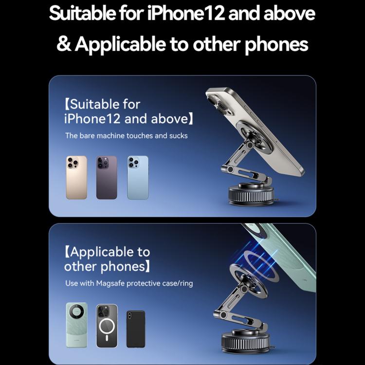 USAMS ZJ087 Vacuum Suction Magnetic Telescopic Phone Holder - Gray