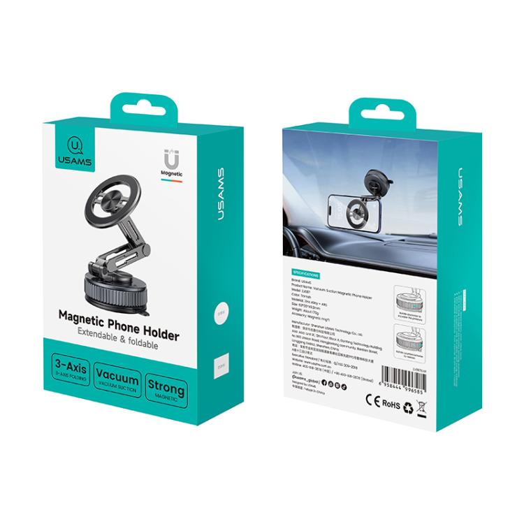 USAMS ZJ087 Vacuum Suction Magnetic Telescopic Phone Holder - Gray