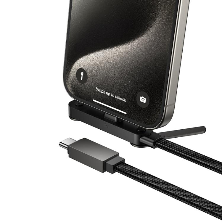 hoco U150 60W Type-C to Type-C Charging Cable with Stand, Cable Length: 1.2m - Black