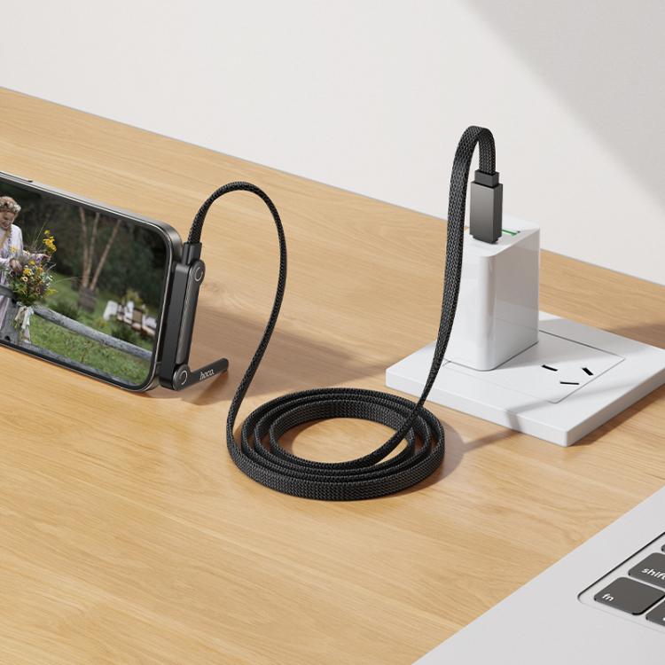 hoco U150 60W Type-C to Type-C Charging Cable with Stand, Cable Length: 1.2m - Black