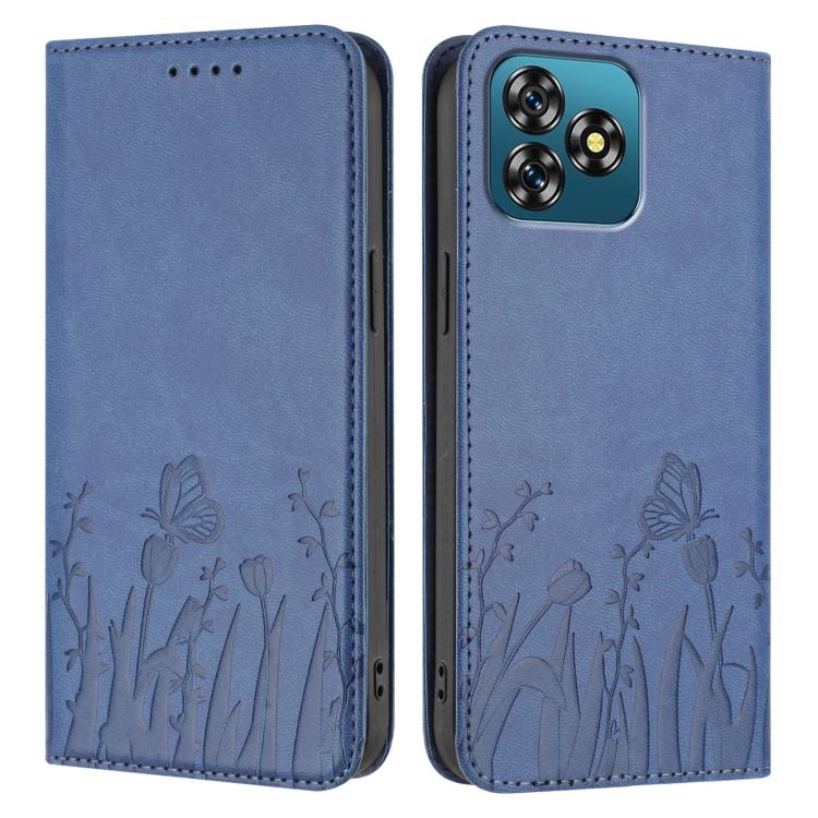 For Oukitel C53 Tulips Butterfly Pattern Magnetic Vegan Leather Phone Case