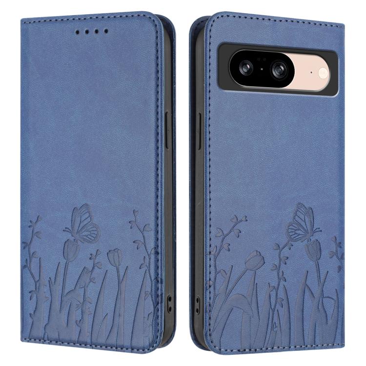 For Google Pixel 8 Tulips Butterfly Pattern Magnetic Vegan Leather Phone Case