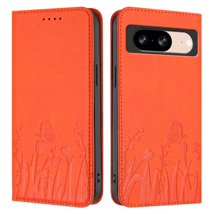 For Google Pixel 8 Tulips Butterfly Pattern Magnetic Vegan Leather Phone Case