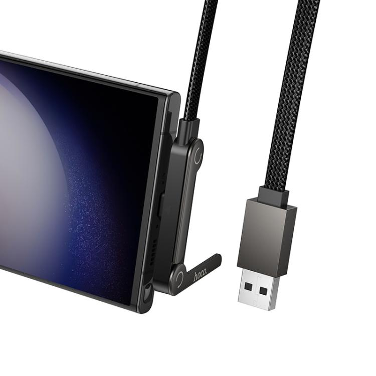 hoco U150 3A USB to Type-C Charging Cable with Stand, Length: 1.2m - Black